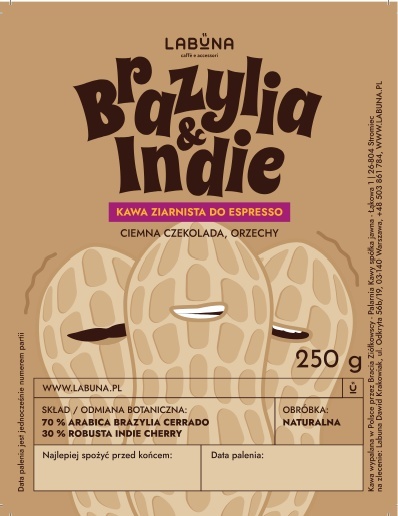 LABUNA Brazylia i Indie Espresso - kawa ziarnista do espresso, 250 g