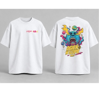 Labuna x KB Coffee Roasters- T-shirt Oversize, Ogień w Szopie - Pełny kolor